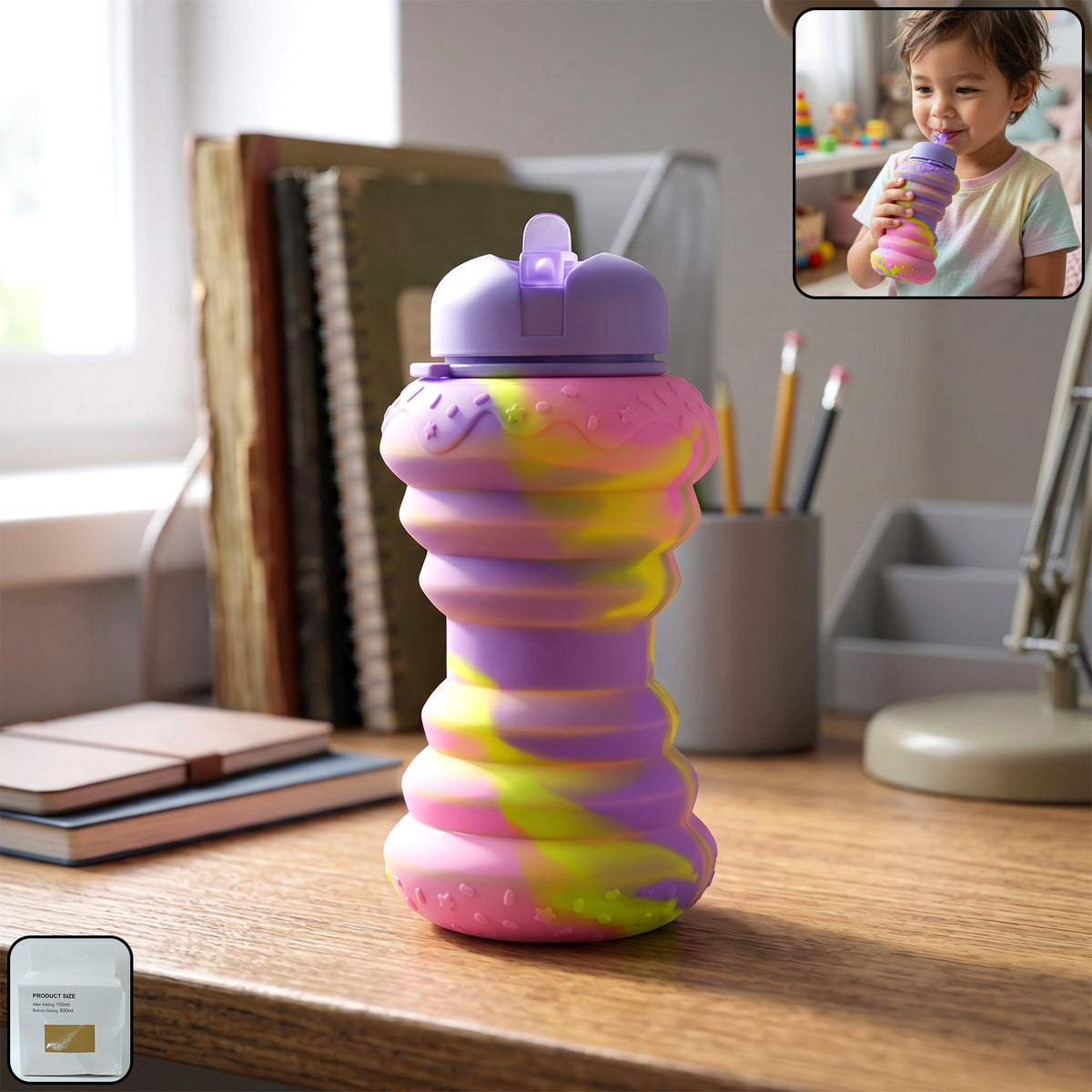 Silicone Style Collapsible Foldable Sports Water Bottle 600 Ml (1 Pc)